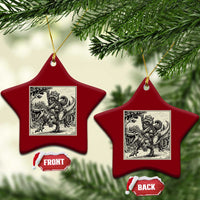 Cool Royal Cat Riding Dinosaur Ceramic Ornament Rock N Roll Engraving Graphic Art