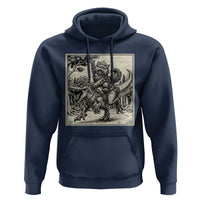 Cool Royal Cat Riding Dinosaur Hoodie Rock N Roll Engraving Graphic Art