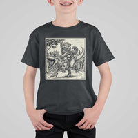 Cool Royal Cat Riding Dinosaur T Shirt For Kid Rock N Roll Engraving Graphic Art
