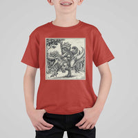Cool Royal Cat Riding Dinosaur T Shirt For Kid Rock N Roll Engraving Graphic Art