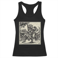 Cool Royal Cat Riding Dinosaur Racerback Tank Top Rock N Roll Engraving Graphic Art
