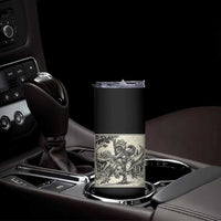 Cool Royal Cat Riding Dinosaur Skinny Tumbler Rock N Roll Engraving Graphic Art