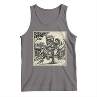 Cool Royal Cat Riding Dinosaur Tank Top Rock N Roll Engraving Graphic Art