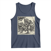 Cool Royal Cat Riding Dinosaur Tank Top Rock N Roll Engraving Graphic Art