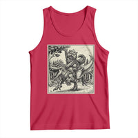 Cool Royal Cat Riding Dinosaur Tank Top Rock N Roll Engraving Graphic Art