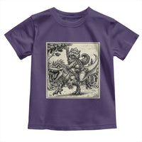Cool Royal Cat Riding Dinosaur Toddler T Shirt Rock N Roll Engraving Graphic Art