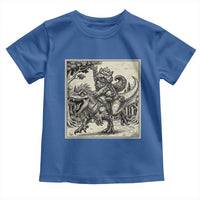 Cool Royal Cat Riding Dinosaur Toddler T Shirt Rock N Roll Engraving Graphic Art