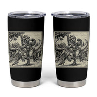 Cool Royal Cat Riding Dinosaur Tumbler Cup Rock N Roll Engraving Graphic Art