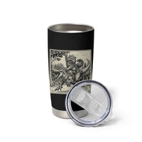Cool Royal Cat Riding Dinosaur Tumbler Cup Rock N Roll Engraving Graphic Art