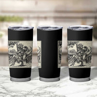 Cool Royal Cat Riding Dinosaur Tumbler Cup Rock N Roll Engraving Graphic Art