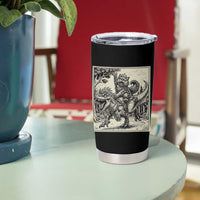 Cool Royal Cat Riding Dinosaur Tumbler Cup Rock N Roll Engraving Graphic Art