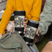 Cool Royal Cat Riding Dinosaur Tumbler Cup Rock N Roll Engraving Graphic Art