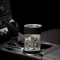 Cool Royal Cat Riding Dinosaur Tumbler Cup Rock N Roll Engraving Graphic Art