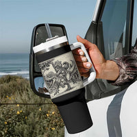 Cool Royal Cat Riding Dinosaur Tumbler With Handle Rock N Roll Engraving Graphic Art
