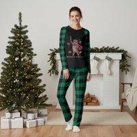 Cute Warrior Princess Cat With Sword Plaid Pajama Set Fantasy Reader Gift