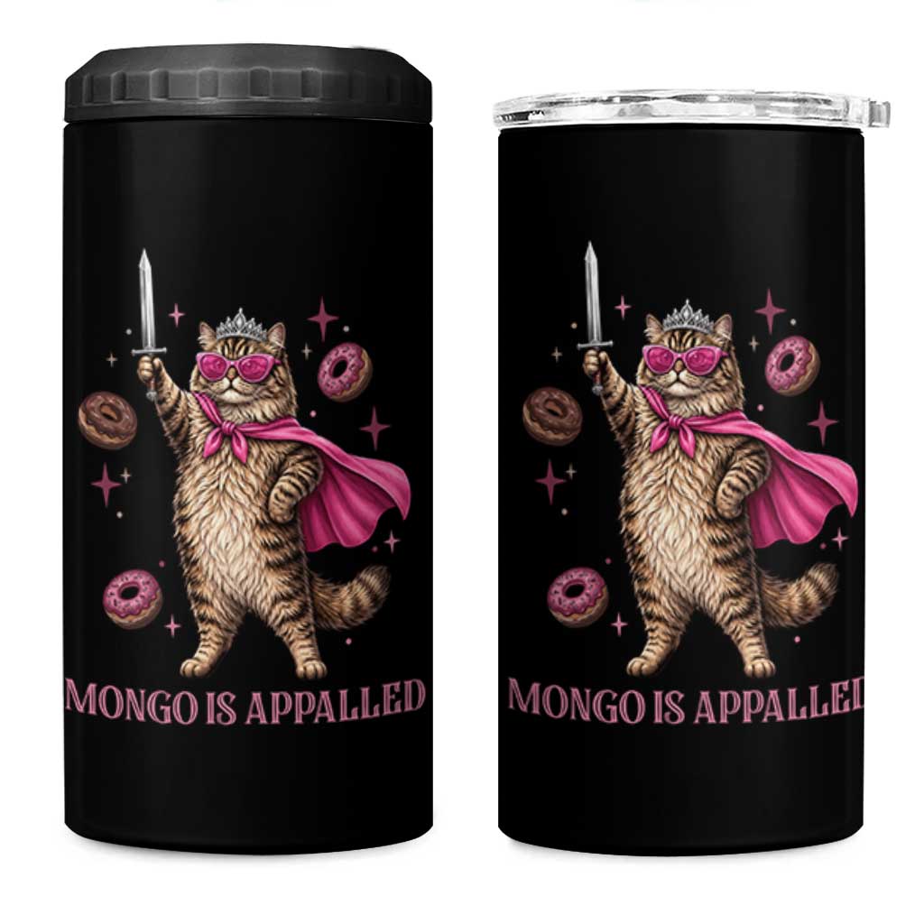 Cute Warrior Princess Cat With Sword 4 in 1 Can Cooler Tumbler Fantasy Reader Gift
