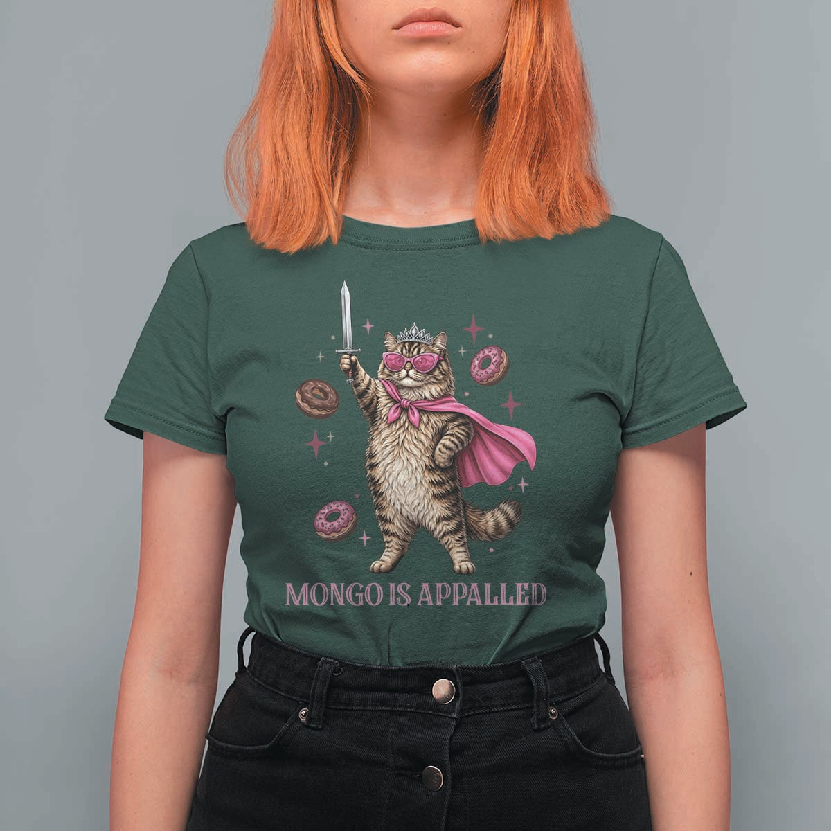 Cute Warrior Princess Cat With Sword T Shirt For Women Fantasy Reader Gift