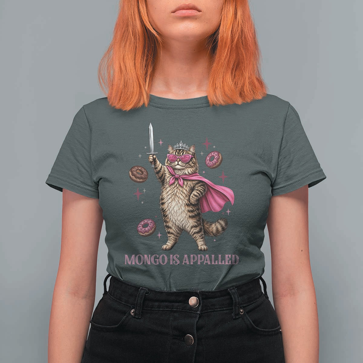 Cute Warrior Princess Cat With Sword T Shirt For Women Fantasy Reader Gift