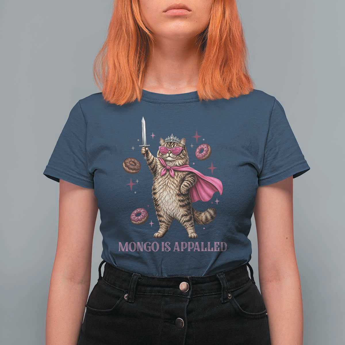 Cute Warrior Princess Cat With Sword T Shirt For Women Fantasy Reader Gift