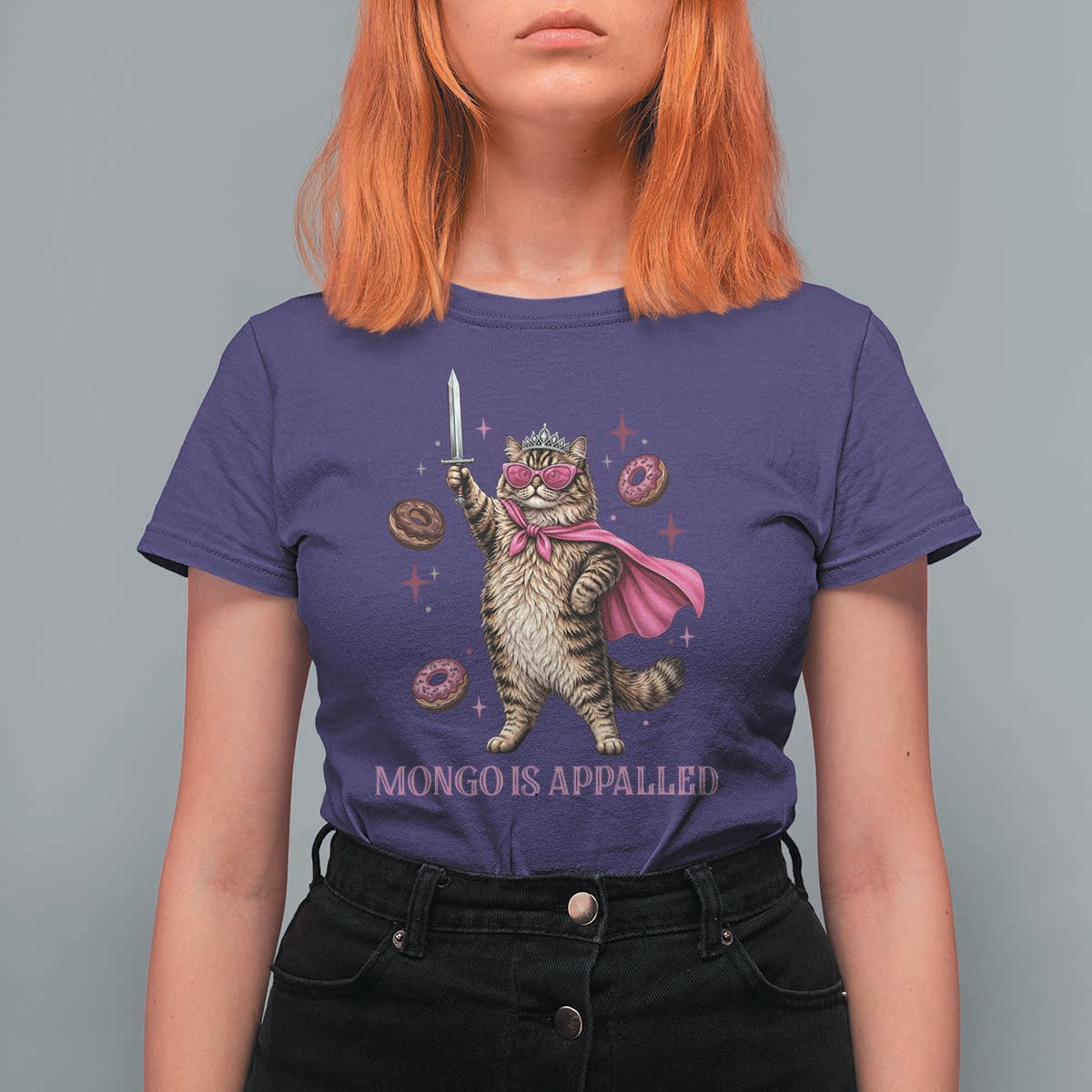 Cute Warrior Princess Cat With Sword T Shirt For Women Fantasy Reader Gift