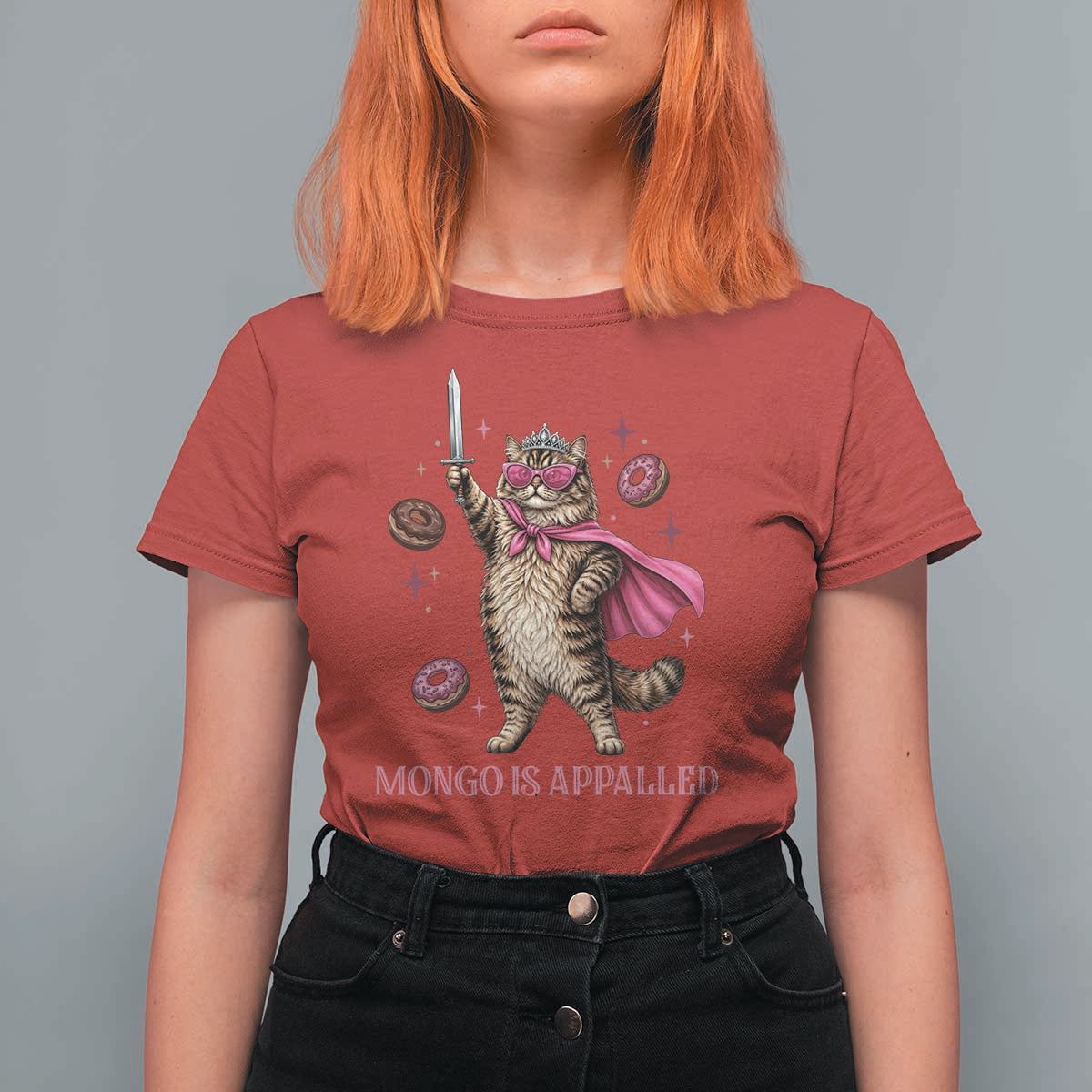 Cute Warrior Princess Cat With Sword T Shirt For Women Fantasy Reader Gift
