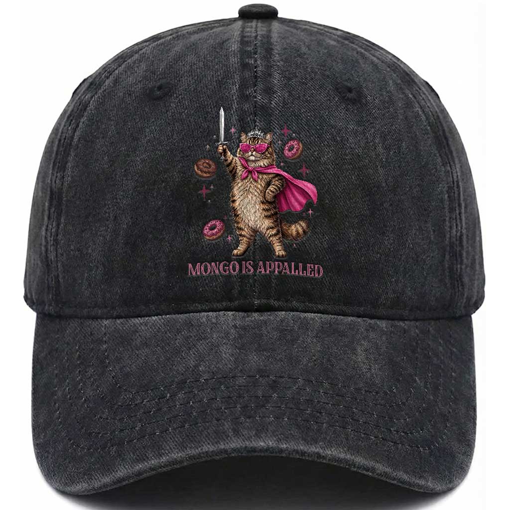 Cute Warrior Princess Cat With Sword Washed Cotton Baseball Cap Fantasy Reader Gift