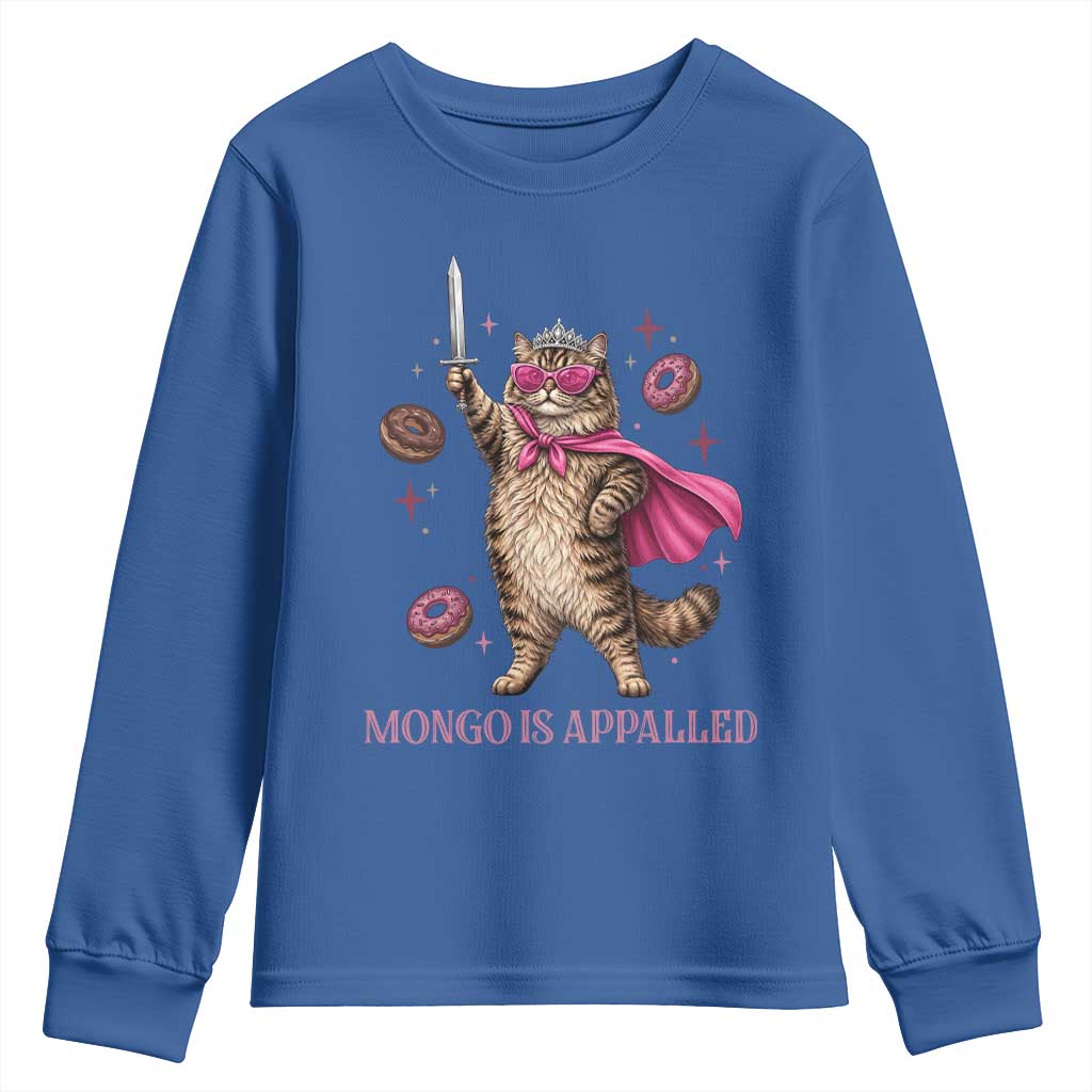 Cute Warrior Princess Cat With Sword Youth Sweatshirt Fantasy Reader Gift