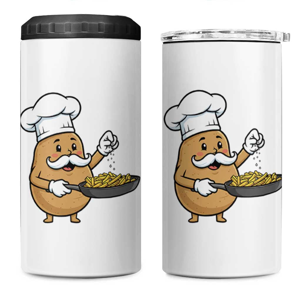 Funny Potato Cooking French Fries 4 in 1 Can Cooler Tumbler Food Lover Gift