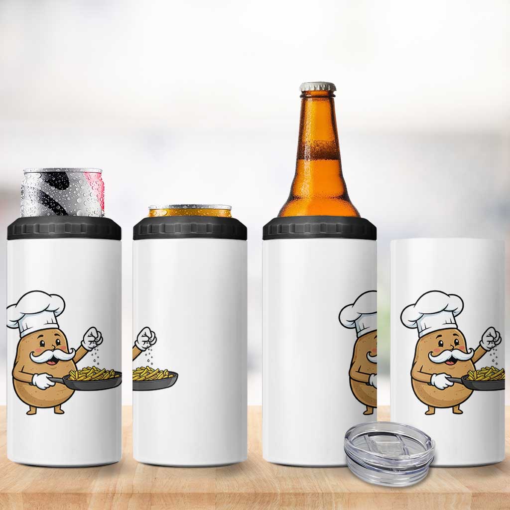 Funny Potato Cooking French Fries 4 in 1 Can Cooler Tumbler Food Lover Gift