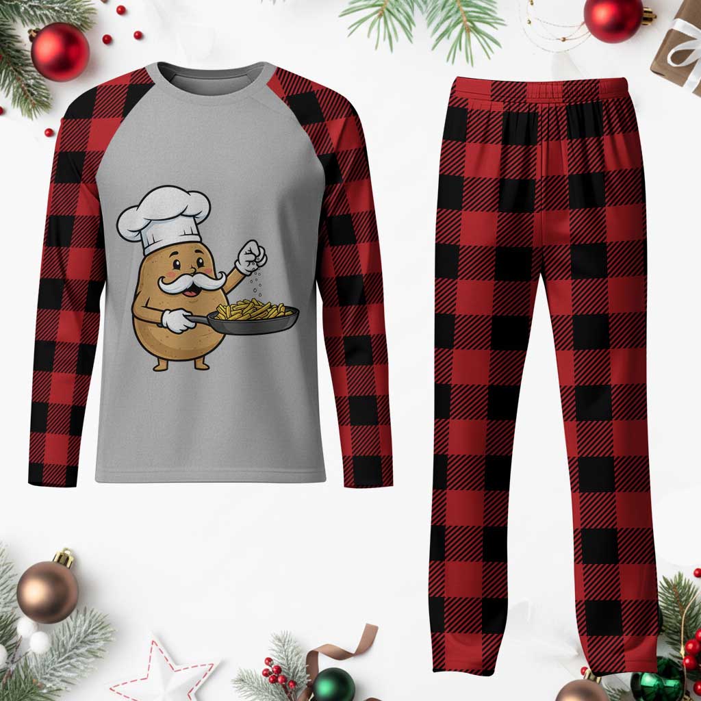 Funny Potato Cooking French Fries Plaid Pajama Set Food Lover Gift - Wonder Print Shop