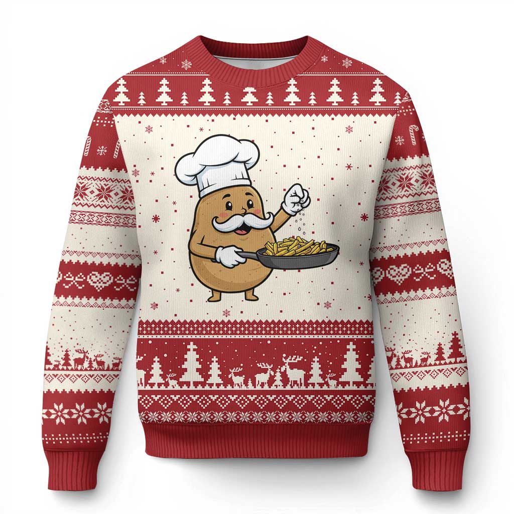 Funny Potato Cooking French Fries Ugly Christmas Sweater Food Lover Gift - Wonder Print Shop