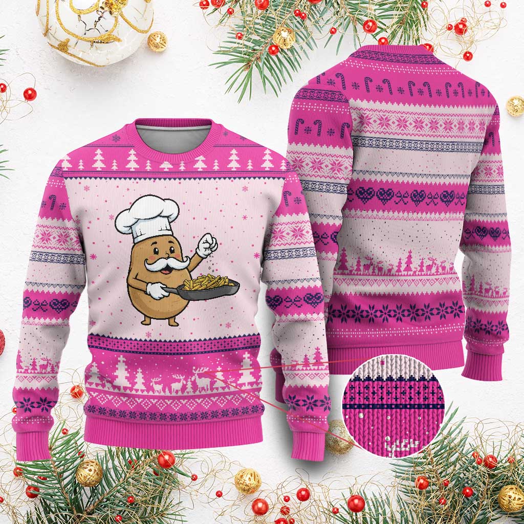 Funny Potato Cooking French Fries Ugly Christmas Sweater Food Lover Gift - Wonder Print Shop