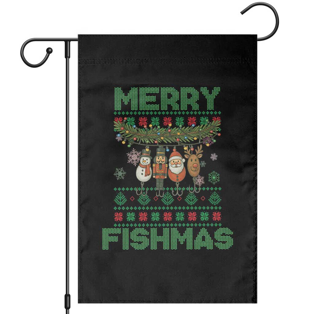 Merry Fishmas Ugly Sweater Garden Flag Funny Fishing Holiday Gift - Wonder Print Shop