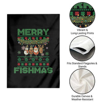 Merry Fishmas Ugly Sweater Garden Flag Funny Fishing Holiday Gift - Wonder Print Shop