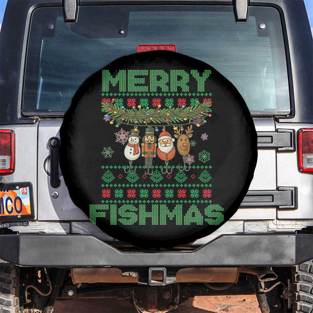 Merry Fishmas Ugly Sweater Spare Tire Cover Funny Fishing Holiday Gift - Wonder Print Shop