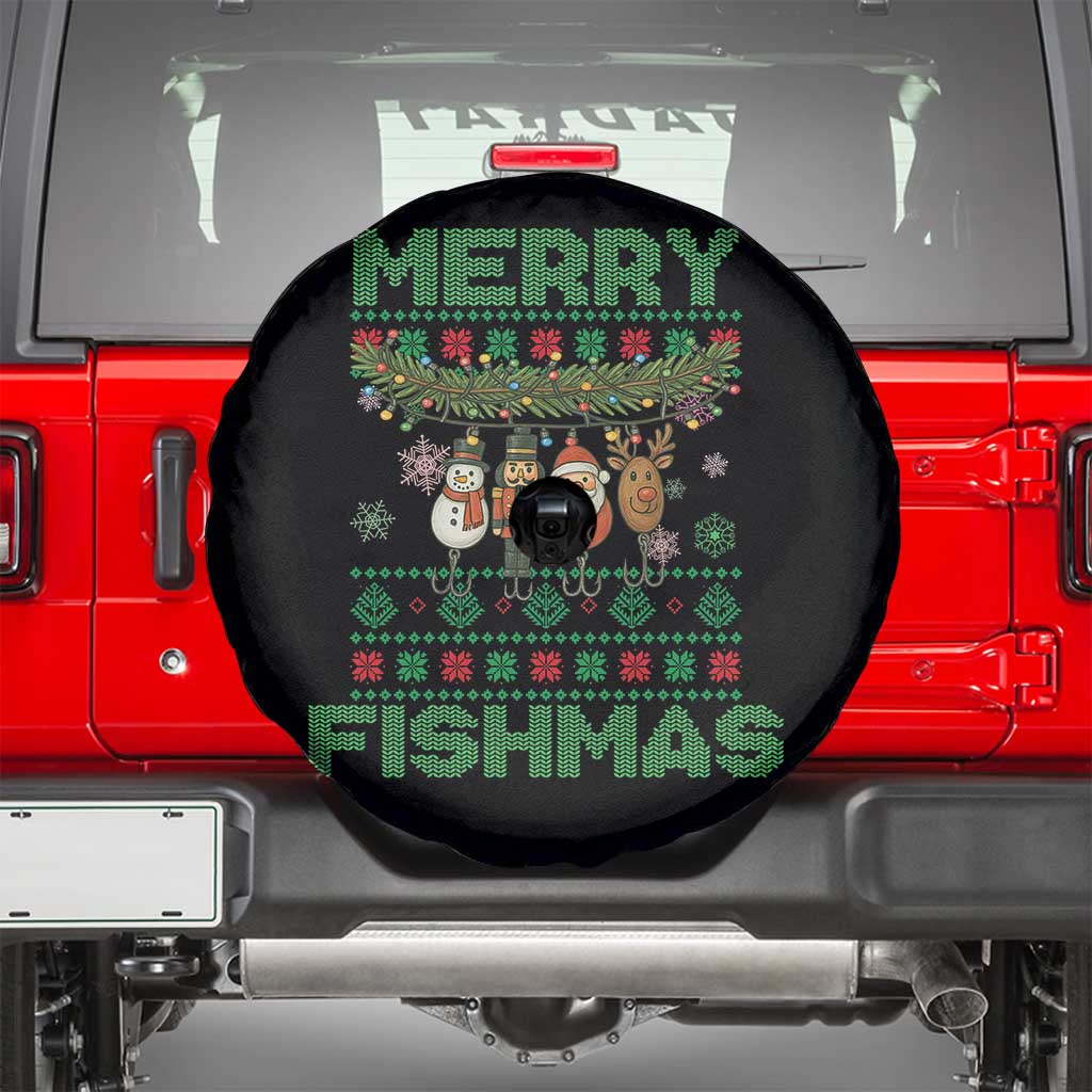 Merry Fishmas Ugly Sweater Spare Tire Cover Funny Fishing Holiday Gift - Wonder Print Shop