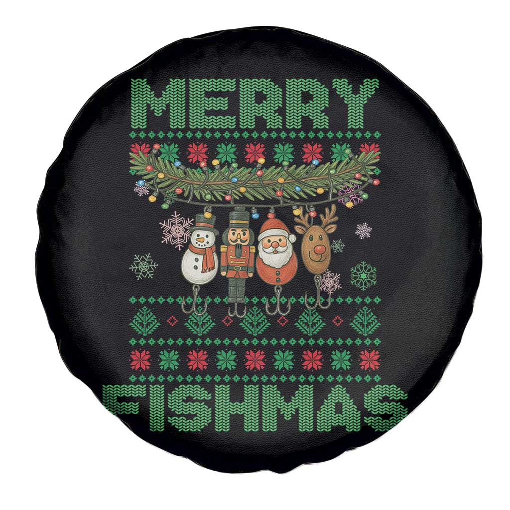 Merry Fishmas Ugly Sweater Spare Tire Cover Funny Fishing Holiday Gift - Wonder Print Shop