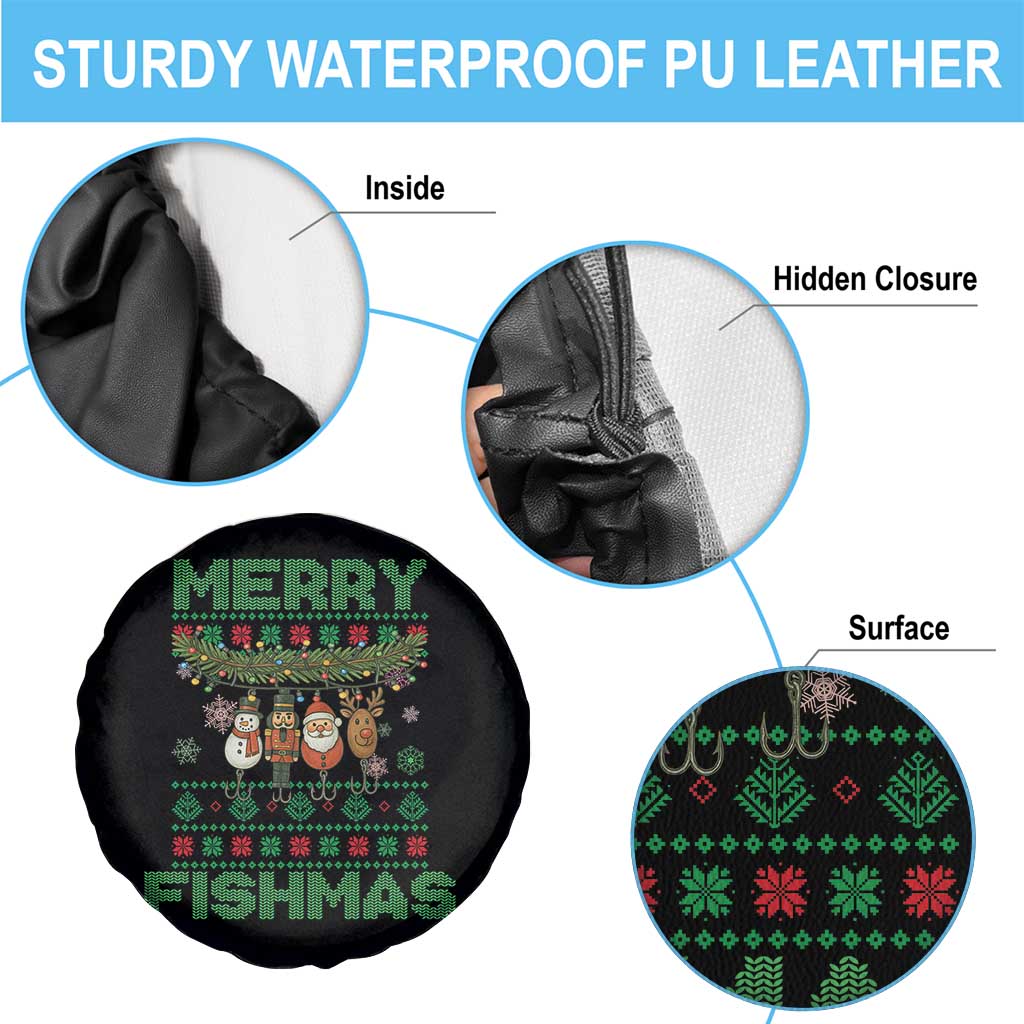 Merry Fishmas Ugly Sweater Spare Tire Cover Funny Fishing Holiday Gift - Wonder Print Shop