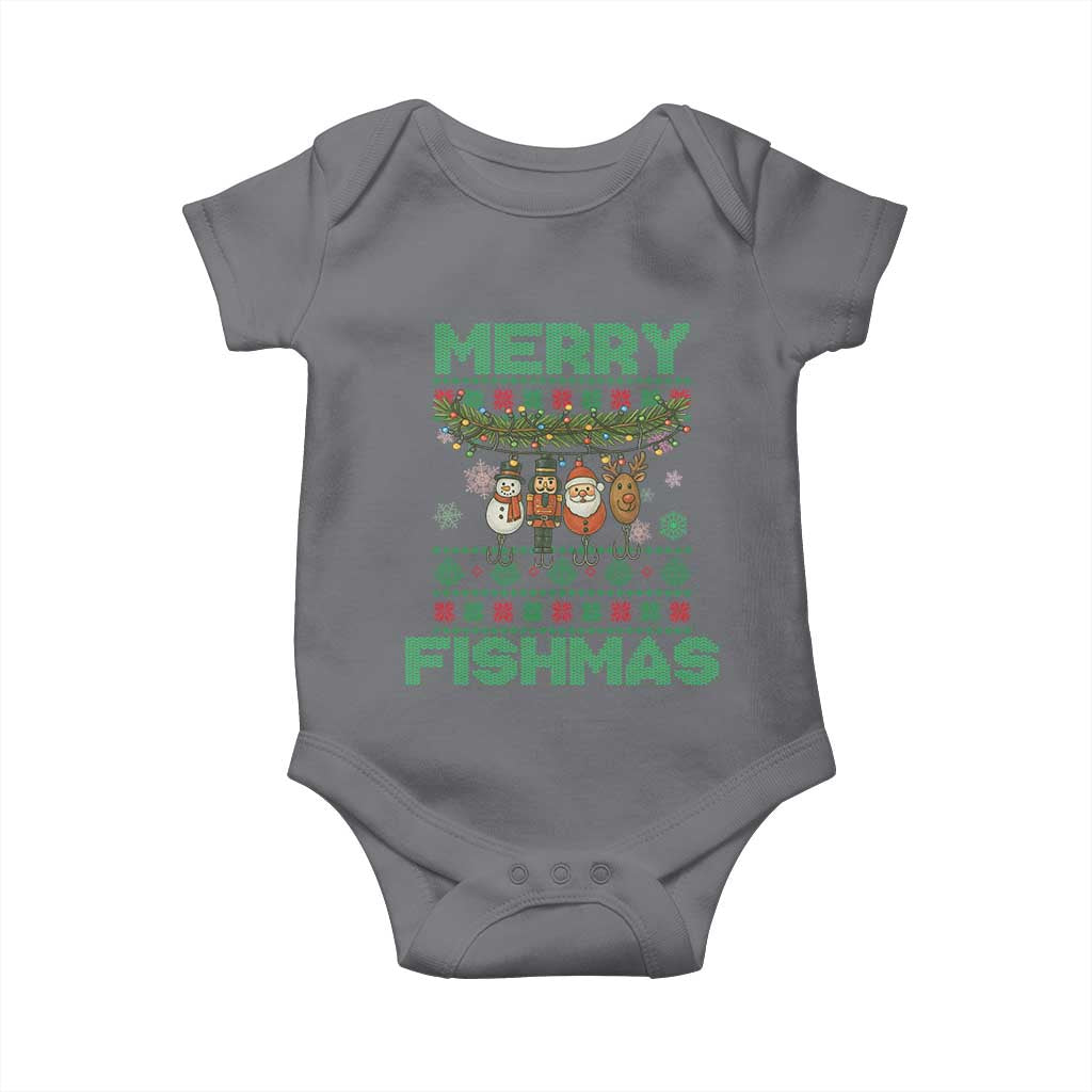 Merry Fishmas Ugly Sweater Baby Onesie Funny Fishing Holiday Gift - Wonder Print Shop