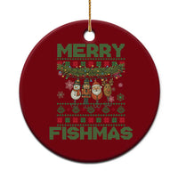 Merry Fishmas Ugly Sweater Ceramic Ornament Funny Fishing Holiday Gift - Wonder Print Shop