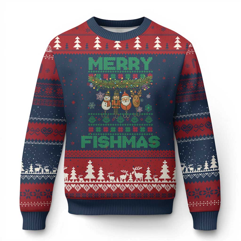 Merry Fishmas Ugly Sweater Ugly Christmas Sweater Funny Fishing Holiday Gift - Wonder Print Shop