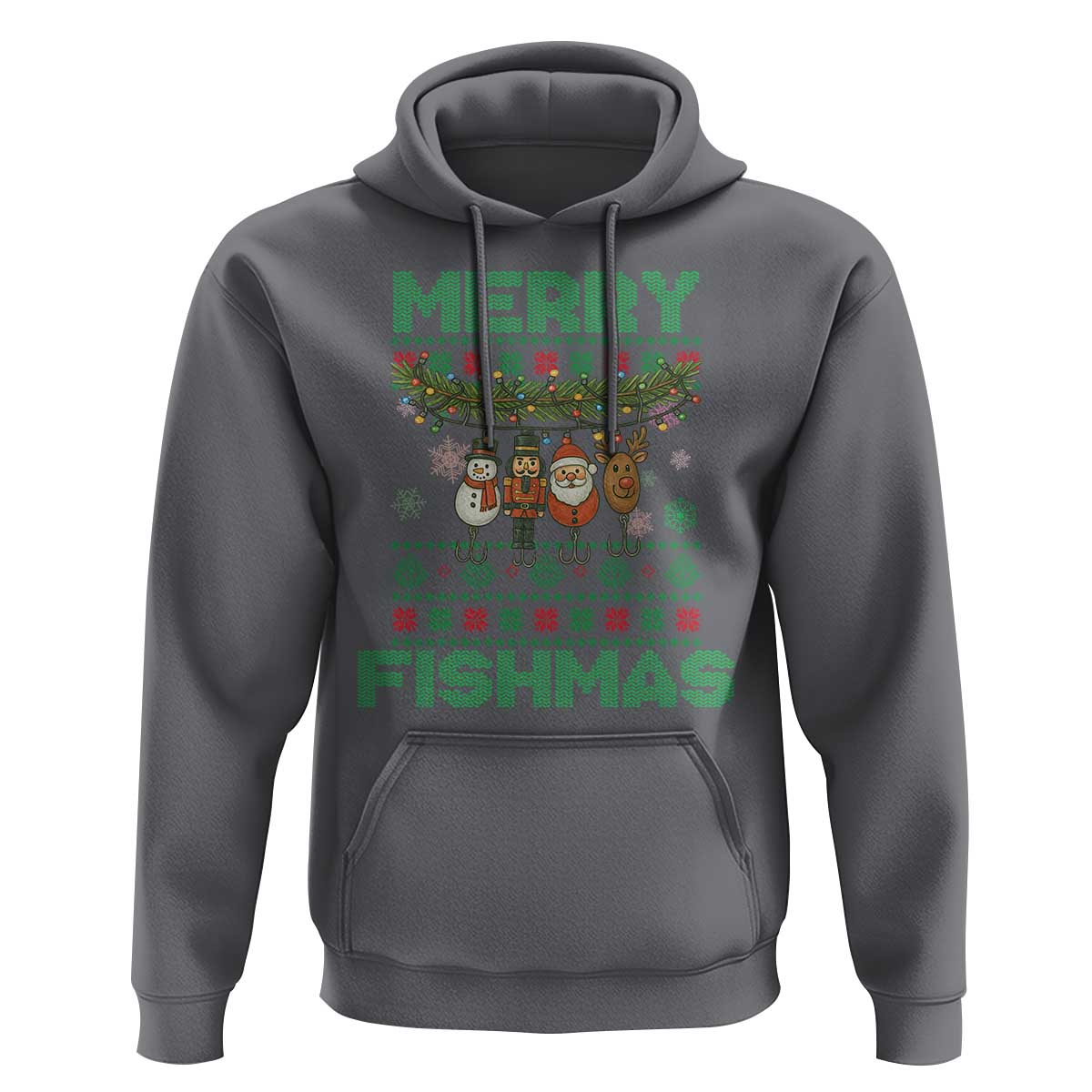Merry Fishmas Ugly Sweater Hoodie Funny Fishing Holiday Gift - Wonder Print Shop