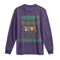 Merry Fishmas Ugly Sweater Long Sleeve Shirt Funny Fishing Holiday Gift - Wonder Print Shop