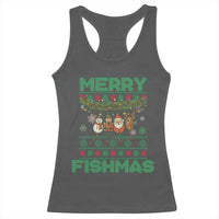 Merry Fishmas Ugly Sweater Racerback Tank Top Funny Fishing Holiday Gift - Wonder Print Shop