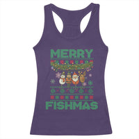 Merry Fishmas Ugly Sweater Racerback Tank Top Funny Fishing Holiday Gift - Wonder Print Shop