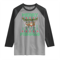 Merry Fishmas Ugly Sweater Raglan Shirt Funny Fishing Holiday Gift - Wonder Print Shop