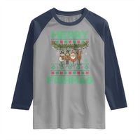 Merry Fishmas Ugly Sweater Raglan Shirt Funny Fishing Holiday Gift - Wonder Print Shop