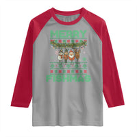 Merry Fishmas Ugly Sweater Raglan Shirt Funny Fishing Holiday Gift - Wonder Print Shop