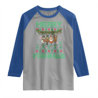 Merry Fishmas Ugly Sweater Raglan Shirt Funny Fishing Holiday Gift - Wonder Print Shop