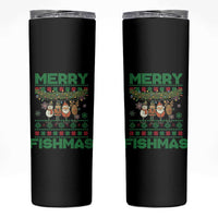 Merry Fishmas Ugly Sweater Skinny Tumbler Funny Fishing Holiday Gift
